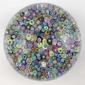 Perthshire 1973C Closepacked Millefiori Purple Ground Domed Vintage Paperweight